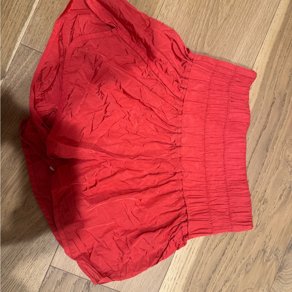 Bright Red Elastic Waist Shorts